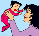 Dibujo Madre con su bebe pintado por paula