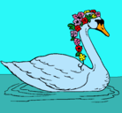 Dibujo Cisne con flores pintado por joseluis