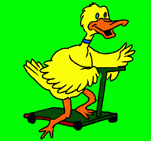 Pato en patinete