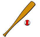 Dibujo Bate y bola de béisbol pintado por diana