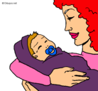 Dibujo Madre con su bebe II pintado por maguchi