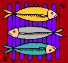 Dibujo Pescado a la brasa pintado por nair