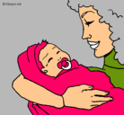 Dibujo Madre con su bebe II pintado por aldana