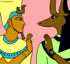 Dibujo Ramsés y Anubis pintado por puchi