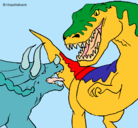 Dibujo Lucha de dinosaurios pintado por erick