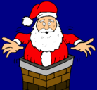 Dibujo Papa Noel en la chimenea pintado por hugo.