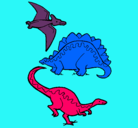 Dibujo Tres clases de dinosaurios pintado por angeltiroceraptor