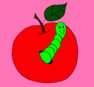 Dibujo Manzana con gusano pintado por carolina