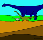 Dibujo Familia de Braquiosaurios pintado por pablo