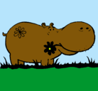 Dibujo Hipopótamo con flores pintado por pedro