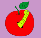Dibujo Manzana con gusano pintado por NEREA