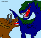 Dibujo Lucha de dinosaurios pintado por annerys