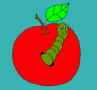 Dibujo Manzana con gusano pintado por esmeralddaa