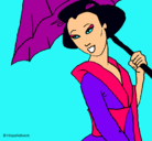 Dibujo Geisha con paraguas pintado por nahiara