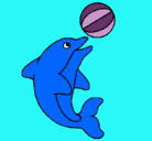 Dibujo Delfín jugando con una pelota pintado por auxirqmiresgonzales