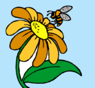 Dibujo Margarita con abeja pintado por AlEjAnDrA