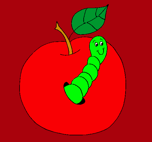 Manzana con gusano