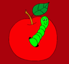 Dibujo Manzana con gusano pintado por thuzithahaha