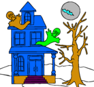 Dibujo Casa fantansma pintado por snoppy