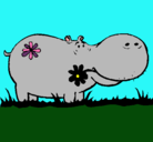 Dibujo Hipopótamo con flores pintado por Lunatica