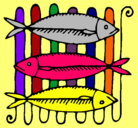 Dibujo Pescado a la brasa pintado por xile