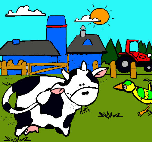 Vaca en la granja