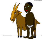 Dibujo Cabra y niño africano pintado por irisdelmar
