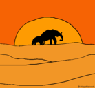 Dibujo Elefante en el amanecer pintado por chio