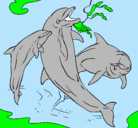 Dibujo Delfines jugando pintado por carlota