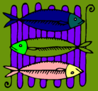 Dibujo Pescado a la brasa pintado por viridinana