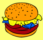 Dibujo Hamburguesa completa pintado por comida