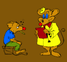Dibujo Doctor y paciente ratón pintado por lucia