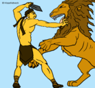 Dibujo Gladiador contra león pintado por marthapaz