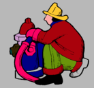 Dibujo Bombero en la boca de incendios pintado por ANALINA