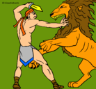 Dibujo Gladiador contra león pintado por Edgar