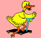Dibujo Pato en patinete pintado por Esmeralda
