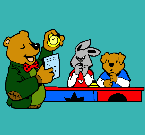 Profesor oso y sus alumnos