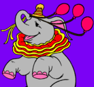 Dibujo Elefante con 3 globos pintado por valeria