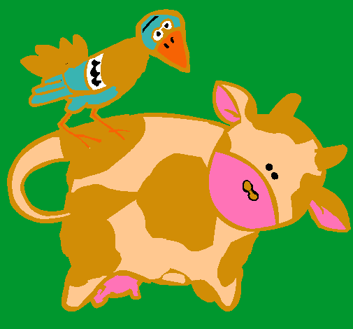 Vaca y pájaro