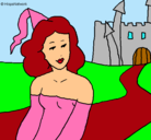Dibujo Princesa y castillo pintado por valentina
