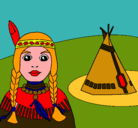 Dibujo India y tepee pintado por BETOLOPEZ