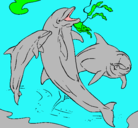 Dibujo Delfines jugando pintado por cata