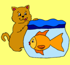 Dibujo Gato y pez pintado por ariadna