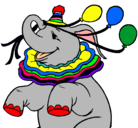 Dibujo Elefante con 3 globos pintado por MEY