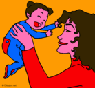 Dibujo Madre con su bebe pintado por nuria