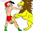 Dibujo Gladiador contra león pintado por elleonqueganosarar.r
