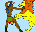 Dibujo Gladiador contra león pintado por julietamilojevic