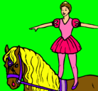 Dibujo Trapecista encima de caballo pintado por lorena