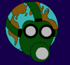 Dibujo Tierra con máscara de gas pintado por LISSET