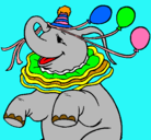Dibujo Elefante con 3 globos pintado por maria